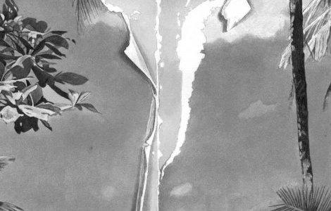 "L'île" (d'après une image de Frédéric Fleury) 2013 encre de chine sur papier, 21x29,7cm